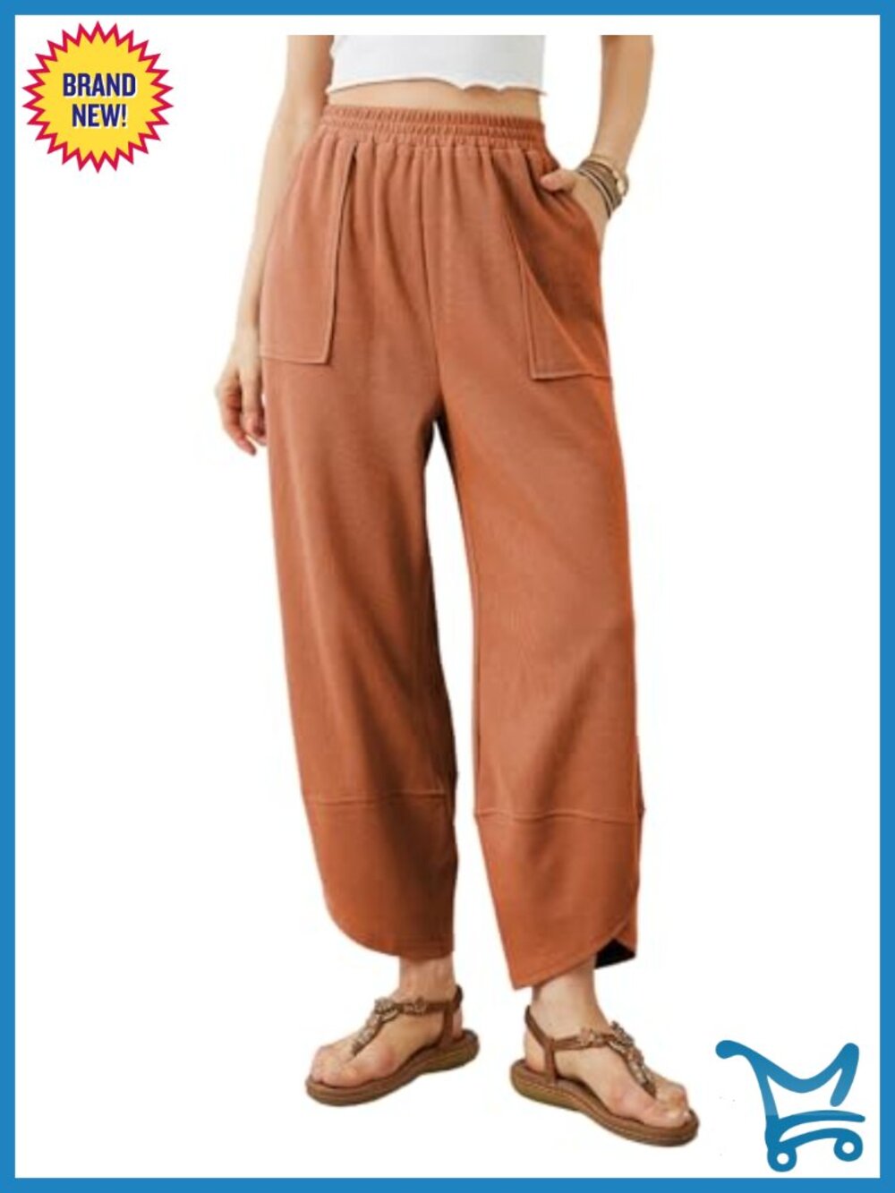 Baggy Wide Leg Palazzo Harem Pants with Pockets Elastic Waist